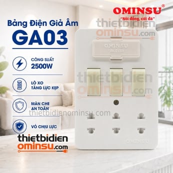 Bảng Điện Giả Âm 3 Công Tắc 3 Lỗ Cắm GA03 OMINSU