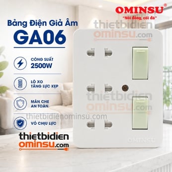 Bảng Điện Giả Âm 2 Công Tắc 3 Lỗ Cắm GA06 OMINSU