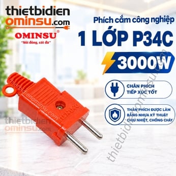 Phích Cắm Công Nghiệp 1 Lớp 3000W (Màu Cam) P34C OMINSU