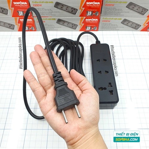 SOPOKA Ổ Cắm Điện 3 Lỗ 2200W Lõi Sứ Chịu Nhiệt Chống Va Đập 3K3 / 3K5