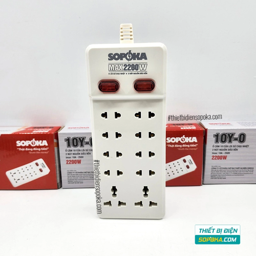 Ổ Cắm Điện 10 Lỗ 2200W Không Dây Lõi Sứ 10Y-0 SOPOKA