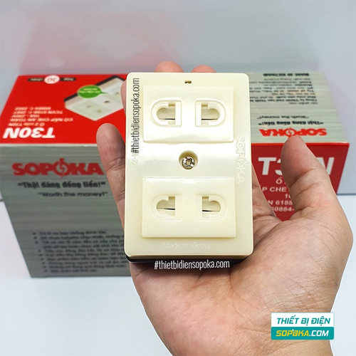 Ổ Cắm 2 Lỗ Gắn Táp Lô Có Nắp Che 2200W 10A T30N SOPOKA