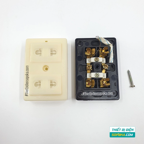 Ổ Cắm 2 Lỗ Gắn Táp Lô Có Nắp Che 2200W 10A T30N SOPOKA