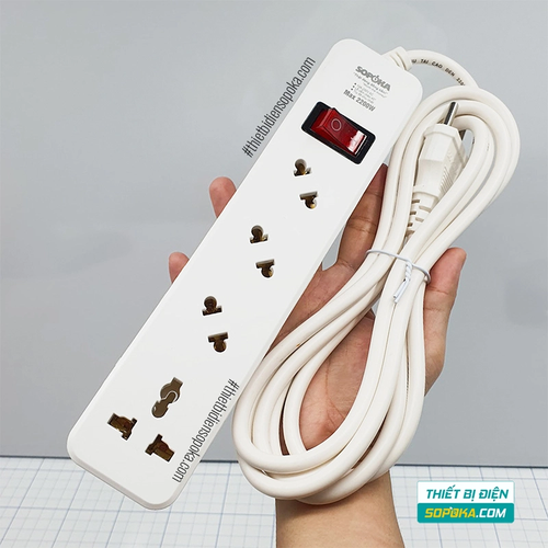 Ổ Cắm Điện 4 Lỗ Chéo Lõi Chịu Nhiệt 2200W 10A 4A2 SOPOKA