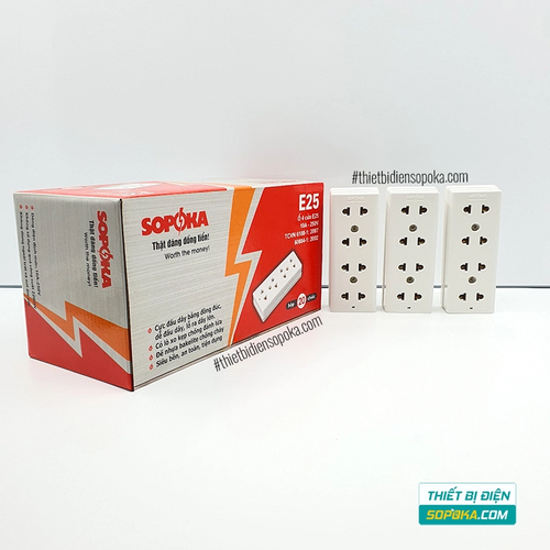 Ổ Cắm Điện 4 Lỗ Gắn Tường – Gắn Táp Lô 2200W 10A E25 SOPOKA