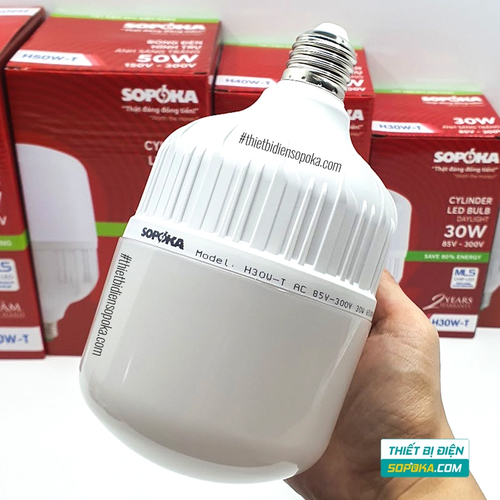 Bóng Đèn LED Trụ Tròn Sáng Trắng 20–60W 85–265V H20W-T/H30W-T/H40W-T/H50W-T/H60W-T SOPOKA