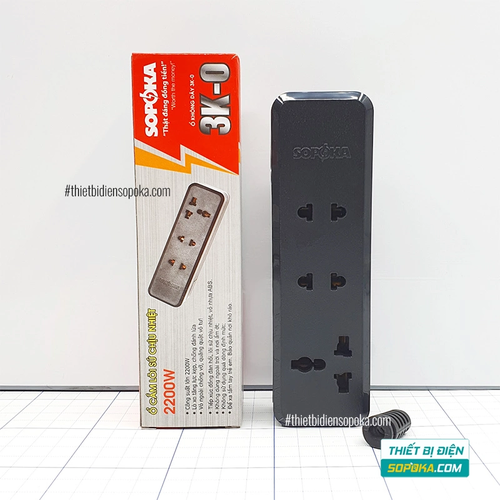 Ổ Cắm Điện 3 Lỗ Lõi Sứ Không Dây 2200W 10A 3K-0 SOPOKA