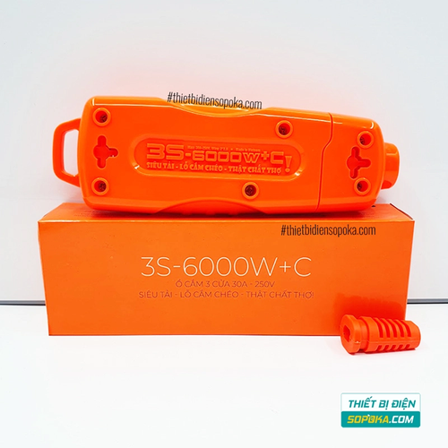 Ổ Cắm Điện 6000W 3 Lỗ Chéo Không Dây 30A 3S-6000W+C SOPOKA