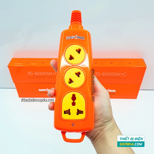 Ổ Cắm Điện 6000W 3 Lỗ Chéo Không Dây 30A 3S-6000W+C SOPOKA