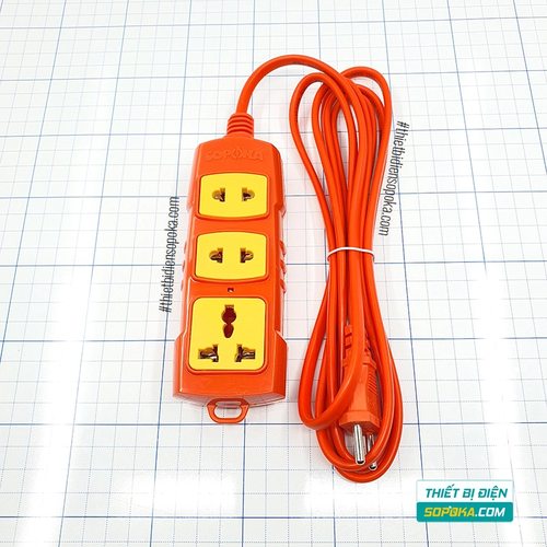 Ổ Cắm Điện 3 Lỗ 3000W 15A T3-3000W / T5-3000W / T10-3000W SOPOKA