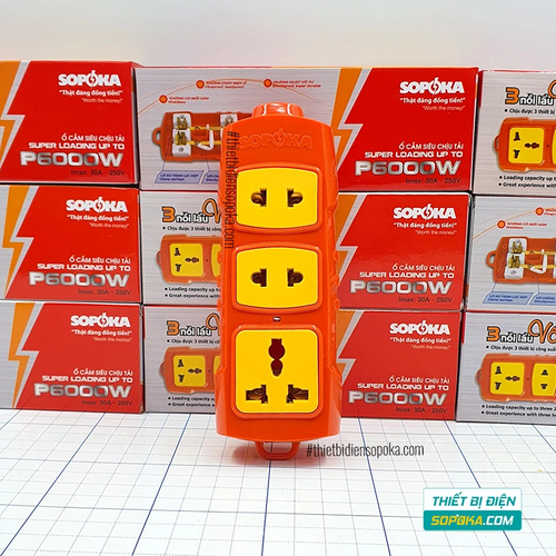 Ổ Cắm Điện 3 Lỗ 6000W Lõi Sứ Không Dây P6000W SOPOKA