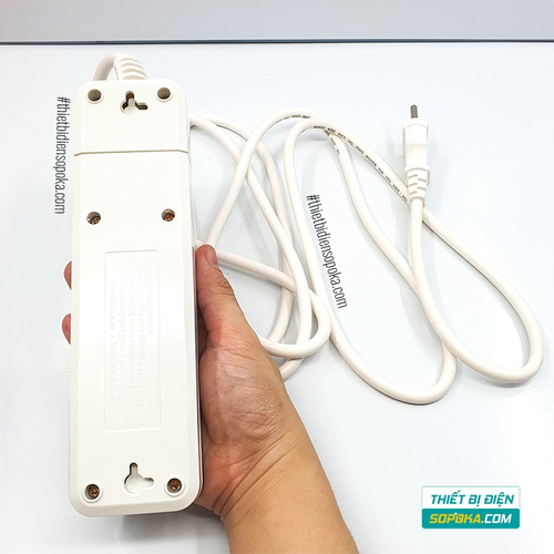 Ổ Cắm Điện 3 Lỗ Lõi Sứ Có Dây Và Công Tắc 2200W 10A 3M2 SOPOKA