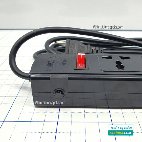 Ổ Cắm Điện 3 Lỗ Lõi Sứ Chống Cháy Tự Ngắt Quá Tải 2200W 10A 3T SOPOKA