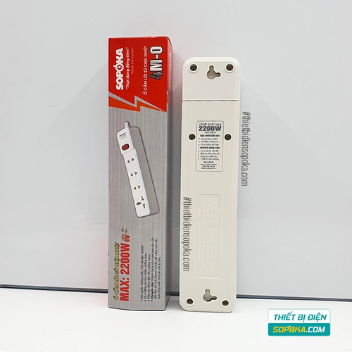 Ổ Cắm Điện 4 Lỗ Lõi Sứ Không Dây 2200W Có Công Tắc 4M-0 SOPOKA