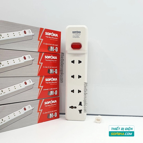 Ổ Cắm Điện 4 Lỗ Lõi Sứ Không Dây 2200W Có Công Tắc 4M-0 SOPOKA