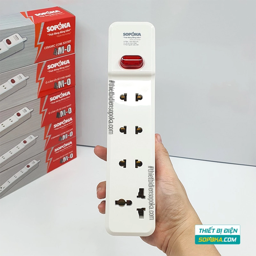 Ổ Cắm Điện 4 Lỗ Lõi Sứ Không Dây 2200W Có Công Tắc 4M-0 SOPOKA
