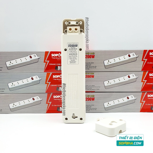 Ổ Cắm Điện 4 Lỗ Lõi Sứ Không Dây 2200W Có Công Tắc 4M-0 SOPOKA