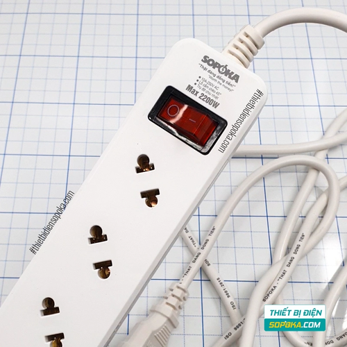 Ổ Cắm Điện 5 Lỗ Chéo 2200W 10A 5A2 SOPOKA