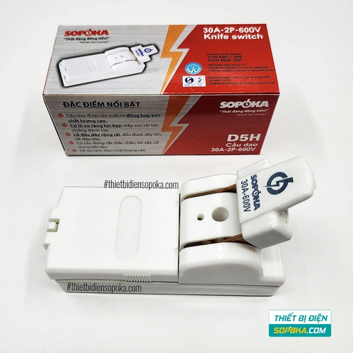 Cầu Dao Đế Sứ 1 Pha 30A 2P 600V D5H SOPOKA