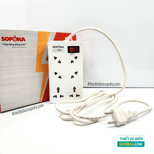 Ổ Cắm Điện 6 Lỗ Chéo Lõi Chịu Nhiệt 2200W 10A 6A2 SOPOKA