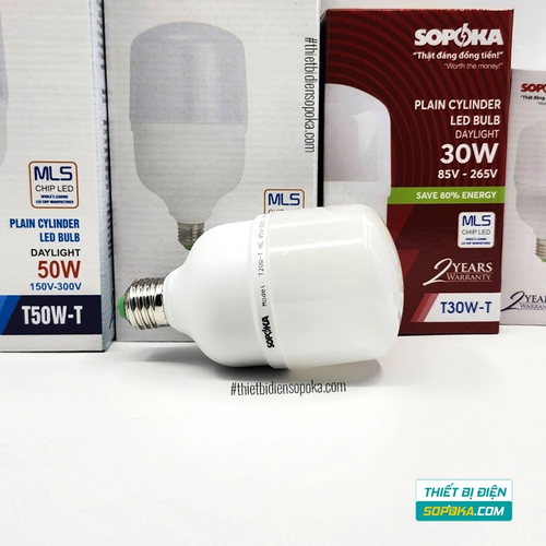Bóng Đèn LED Hình Trụ Trơn Sáng Trắng Dòng T 20W–50W 85–265V T20W-T/T30W-T/T40W-T/T50W-T SOPOKA