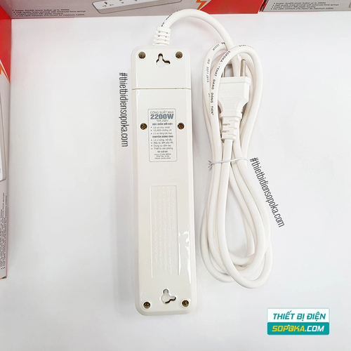 Ổ Cắm Điện 4 Lỗ Lõi Sứ Có Dây Và Công Tắc 2200W 10A 4M2 SOPOKA
