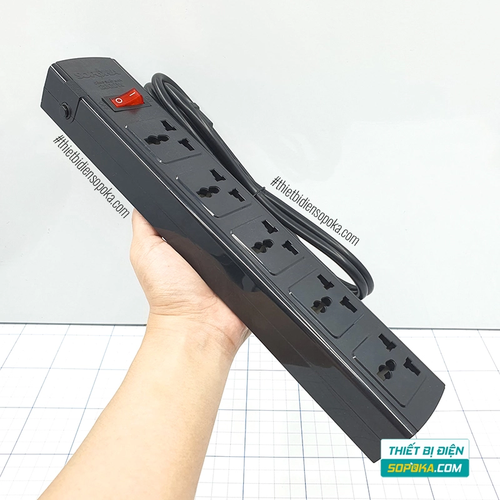 Ổ Cắm Điện 5 Lỗ 3 Chấu Lõi Sứ Chống Cháy Tự Ngắt Quá Tải 2200W 10A 5T SOPOKA