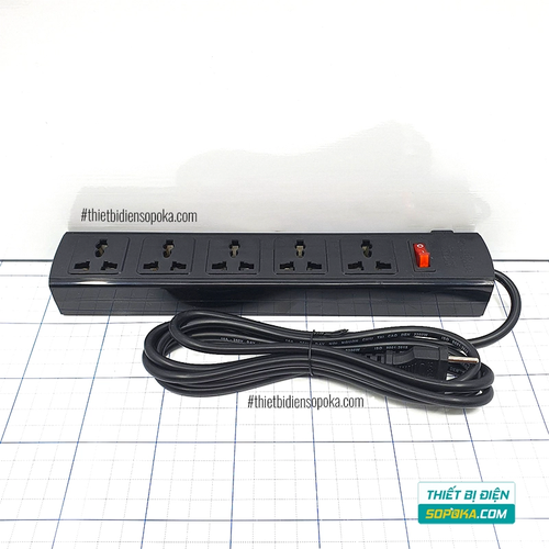 Ổ Cắm Điện 5 Lỗ 3 Chấu Lõi Sứ Chống Cháy Tự Ngắt Quá Tải 2200W 10A 5T SOPOKA