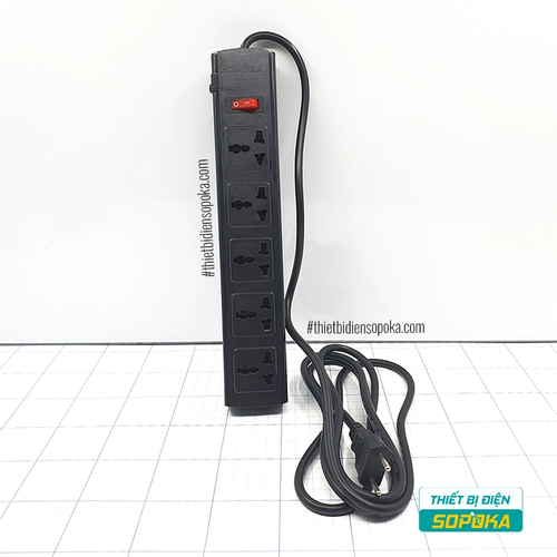 Ổ Cắm Điện 5 Lỗ 3 Chấu Lõi Sứ Chống Cháy Tự Ngắt Quá Tải 2200W 10A 5T SOPOKA