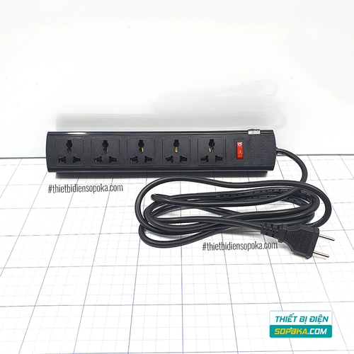 Ổ Cắm Điện 5 Lỗ 3 Chấu Lõi Sứ Chống Cháy Tự Ngắt Quá Tải 2200W 10A 5T SOPOKA