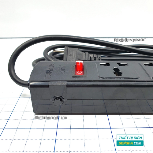 Ổ Cắm Điện 5 Lỗ 3 Chấu Lõi Sứ Chống Cháy Tự Ngắt Quá Tải 2200W 10A 5T SOPOKA