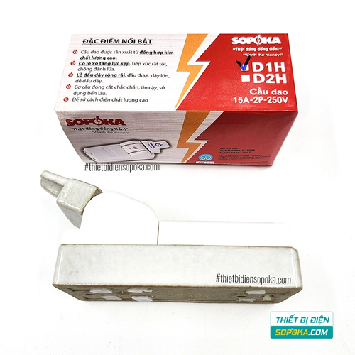 Cầu Dao Đế Sứ 1 Pha 15A 2P D1H SOPOKA