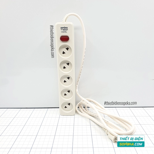 Ổ Cắm Điện 5 Lỗ Chéo Lõi Sứ 2200W 10A 5L2 SOPOKA