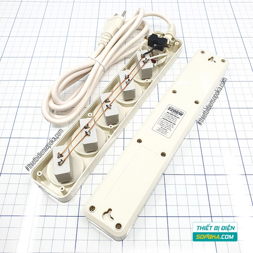 Ổ Cắm Điện 5 Lỗ Chéo Lõi Sứ 2200W 10A 5L2 SOPOKA