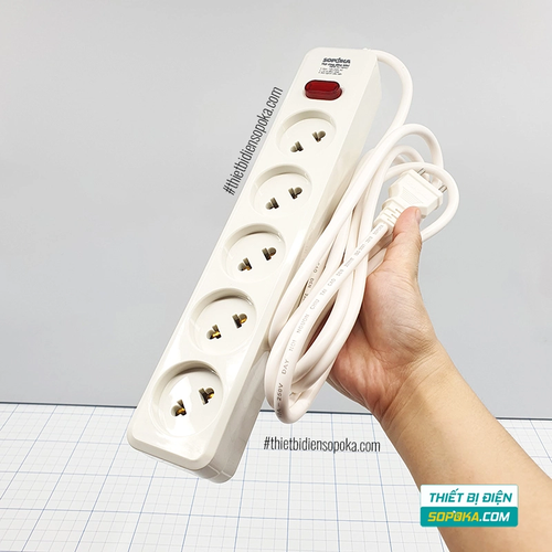 Ổ Cắm Điện 5 Lỗ Chéo Lõi Sứ 2200W 10A 5L2 SOPOKA