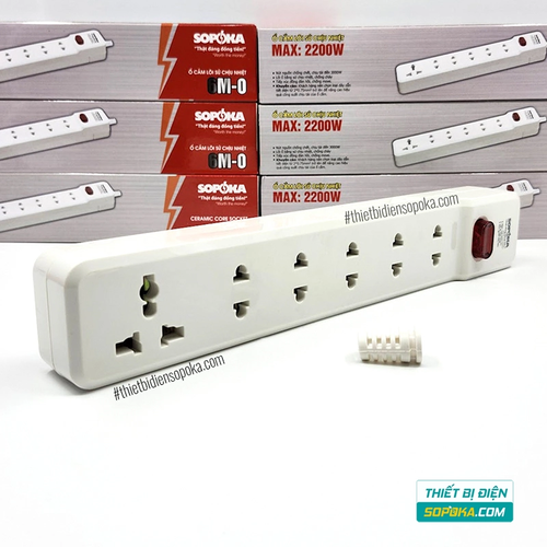 Ổ Cắm Điện 6 Lỗ Lõi Sứ Không Dây 2200W Có Công Tắc 6M-0 SOPOKA