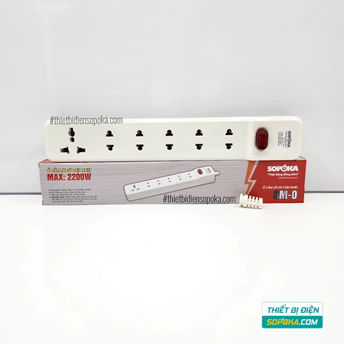 Ổ Cắm Điện 6 Lỗ Lõi Sứ Không Dây 2200W Có Công Tắc 6M-0 SOPOKA