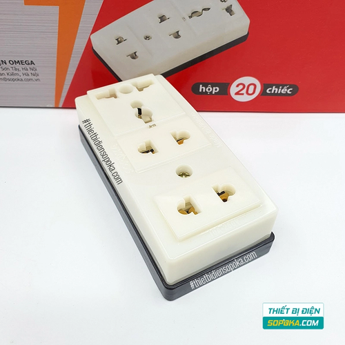 Ổ Cắm Điện SOPOKA 3 Lỗ Gắn Táp Lô 2200W 10A T32 SOPOKA