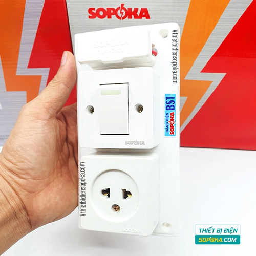 Bảng Điện 1 Công Tắc 1 Lỗ Cắm Có Cầu Chì 2200W 10A BS1 SOPOKA