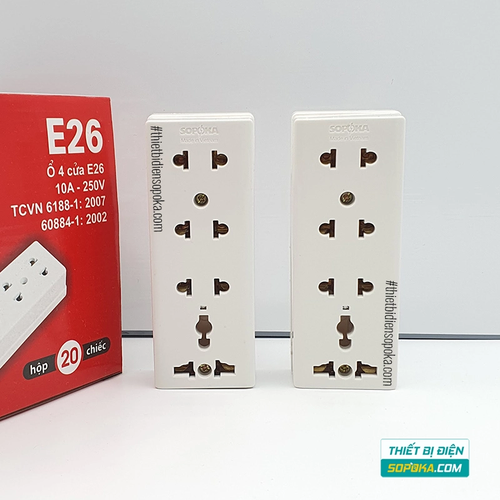 Ổ Cắm Điện 4 Lỗ Gắn Tường Gắn Táp Lô 2200W 10A E26 SOPOKA