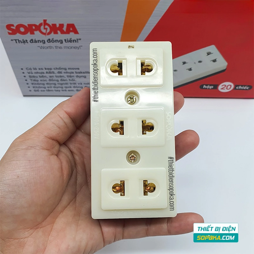 Ổ Cắm Điện 3 Lỗ Gắn Tường/Gắn Táp Lô 2200W 10A T31 SOPOKA