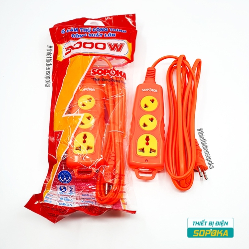 Ổ Cắm Điện 3 Lỗ Chéo 3000W 15A 250V 3C-3000W SOPOKA