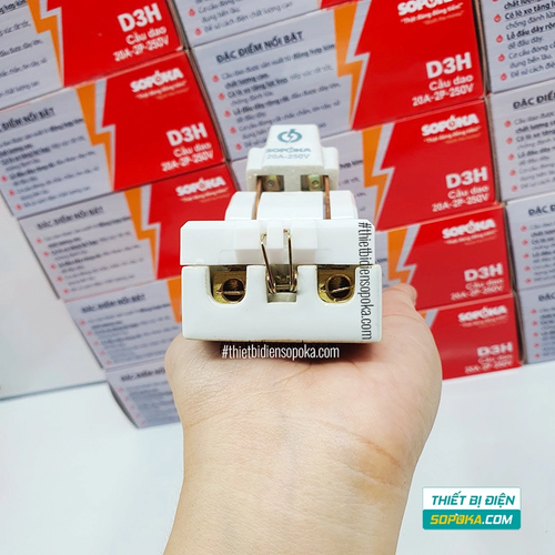 Cầu Dao Đế Sứ 1 Pha 250V 20A 2P D3H SOPOKA