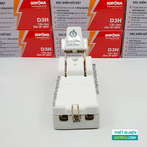 Cầu Dao Đế Sứ 1 Pha 250V 20A 2P D3H SOPOKA