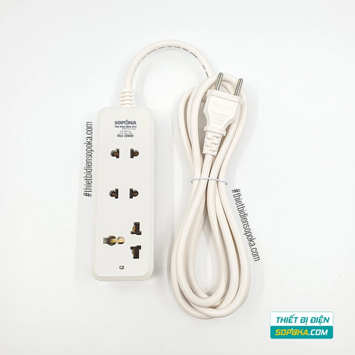 Ổ Cắm Điện 3 Lỗ 2200W Lõi Sứ Có Dây 3C2 SOPOKA