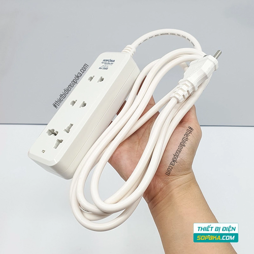 Ổ Cắm Điện 3 Lỗ 2200W Lõi Sứ Có Dây 3C2 SOPOKA