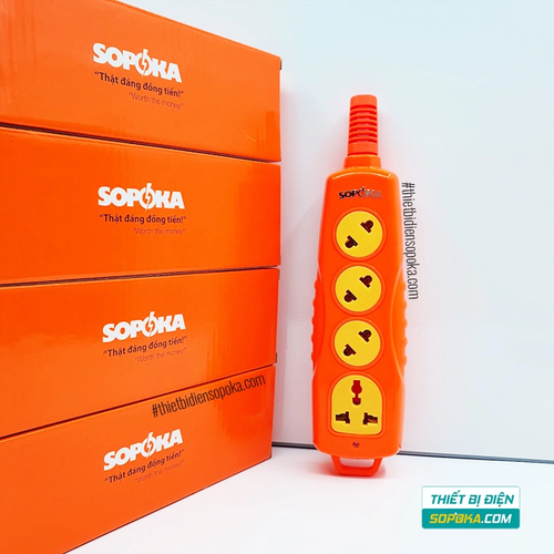 Ổ Cắm Điện 6000W 4 Lỗ Chéo Không Dây 30A 4S-6000W+C SOPOKA