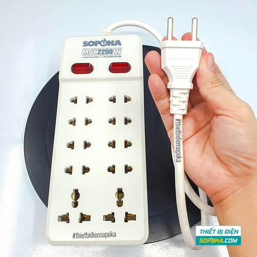 Ổ Cắm Điện 10 Lỗ Có Dây 2200W 10A 10Y-2/10Y-4/10Y-6 SOPOKA