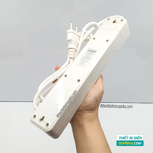 Ổ Cắm Điện 5 Lỗ Lõi Sứ Có Dây Và Công Tắc 2200W 10A 5M2 SOPOKA