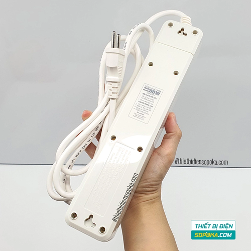 Ổ Cắm Điện 5 Lỗ Lõi Sứ Có Dây Và Công Tắc 2200W 10A 5M2 SOPOKA